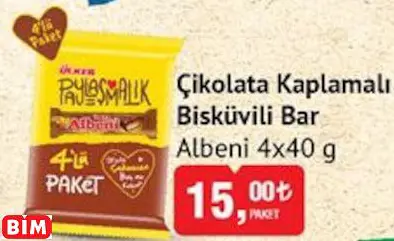 ALBENİ ÇİKOLATA KAPLAMALI BİSKÜVİLİ BAR